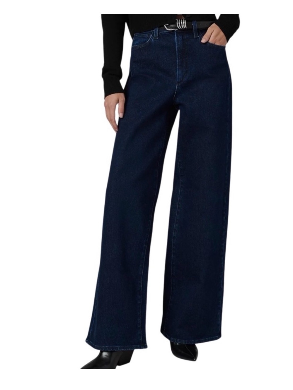 Joe's THE MIA petite HIGH RISE WIDE LEG dark wash cinema denim 70s academia